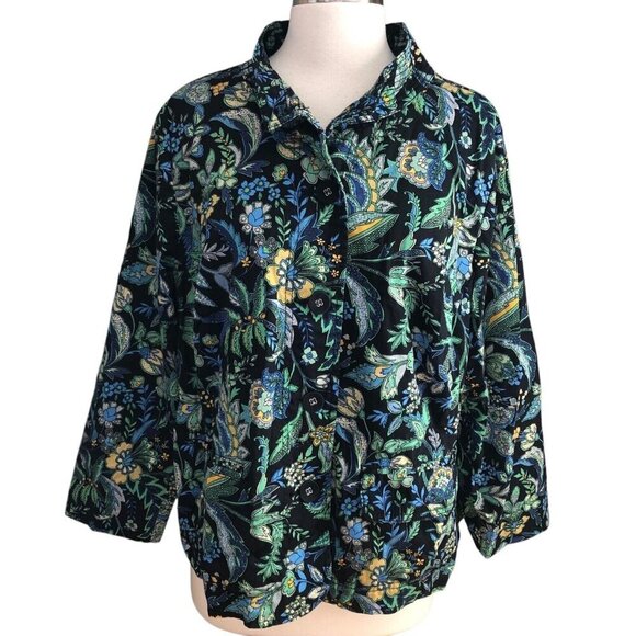 Charter Club Button Front Jacket - Paisley Floral Whimsy Core - Picture 1 of 10